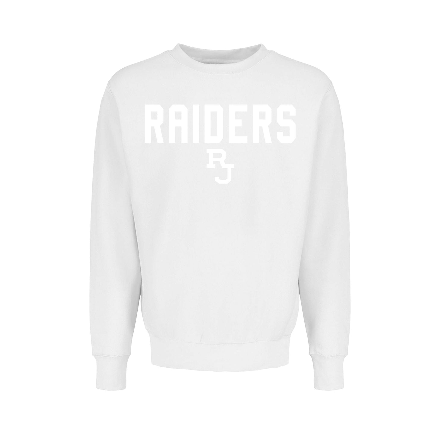 White Embroidered Raiders Crewneck