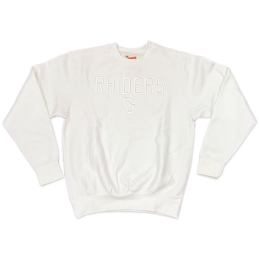 White Embroidered Raiders Crewneck