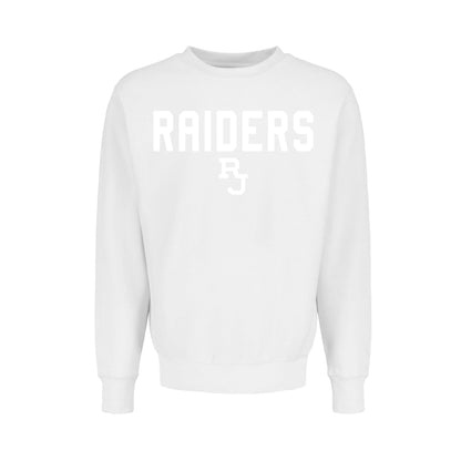 White Embroidered Raiders Crewneck